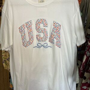 White USA Graphic Short Sleeve Tee